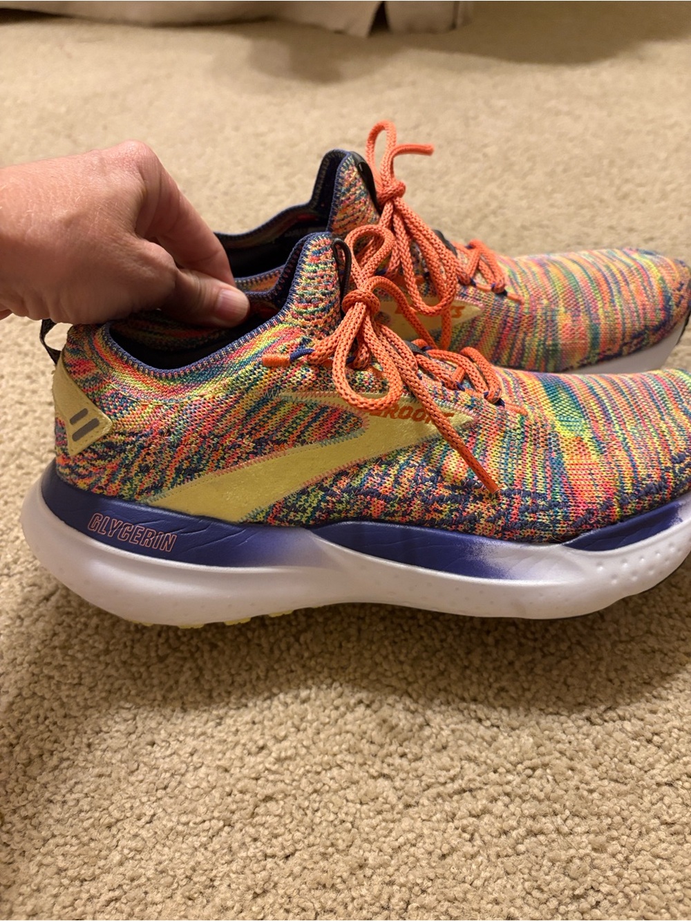Brooks Multicolor Knit Running Sneakers with Yellow Accent - Picture 14 of 15